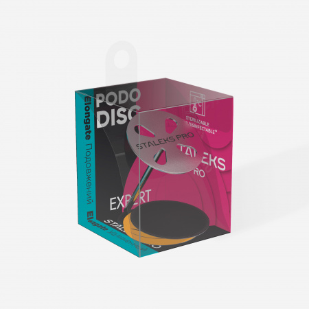 PDLset-25 Диск педикюрный удлиненный PODODISC STALEKS PRO L в комплекте с сменным файлом 180 грит 5 шт (25 мм)